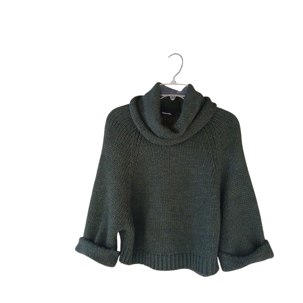 Tintoretto Loden Green Cowl Neck Raglan Sleeve Sweater Small